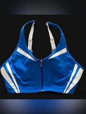 Nike Blue and White Front-Zip Women's Workout Top